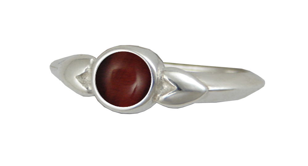 Sterling Silver When Two Hearts Are One Ring With Red Tiger Eye Size 8
